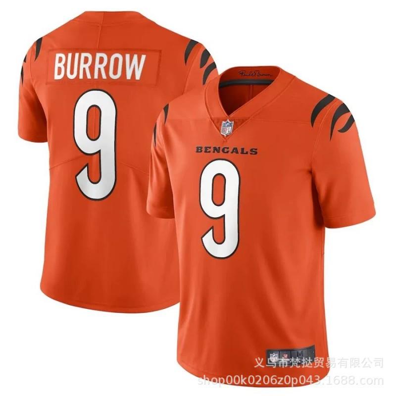 Cincinnati Bengals NFL Football Jersey Burrow 9 Chase 1 Embroidered Fan Wear Unisex V-Neck Cotton Sport Shirt