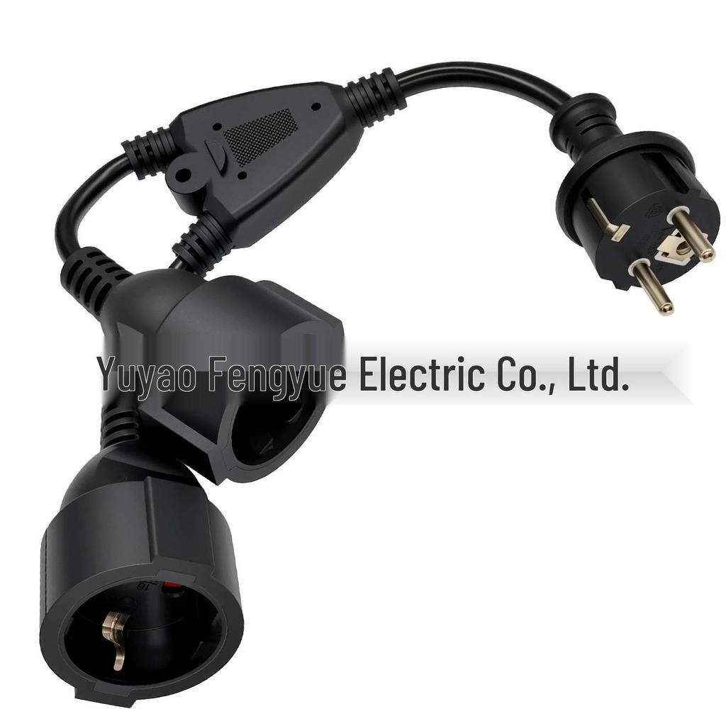 0.34m European Standard 1-to-2 German Plug Extension Power Cord Splitter