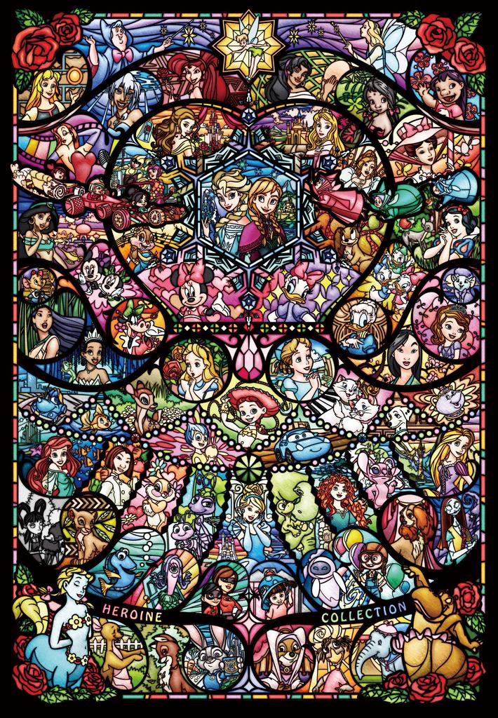 Tenyo [Made In Japan] 1000-Piece Pure White Jigsaw Puzzle Disney & Disney Pixar Heroine Collection Stained Glass (51x73.5cm) DP-1000-028 with Service