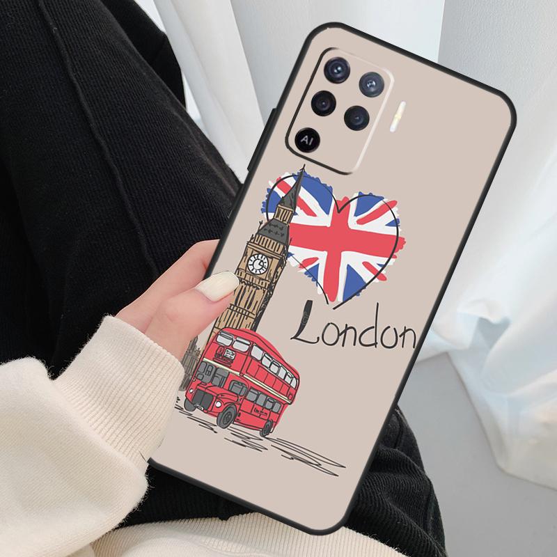 Лондонский Автобус Англия Биг Бен Для OPPO Find X3 X5 Pro A5 A9 A31 A53 A15 A16 A52 A72 A83 A91 A93 A94 A54 A74 A53S Чехол