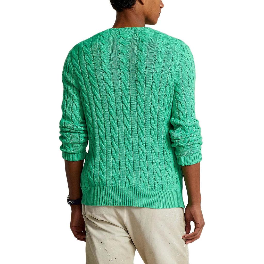 Polo Ralph Lauren однотонный свитер с круглым вырезом в рубчик, мужской свитер, зеленый 710775885-505