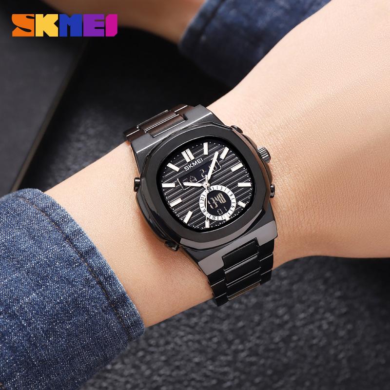 Модные повседневные деловые кварцевые часы с подсветкой и датой, водонепроницаемые наручные часы с цифровым дисплеем Relogio Masculino, мужские часы с будильником