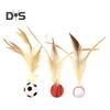 1 Pc/3 Pcs Interactive Feather Ball Toy Mini Bouncy Basketball Soccer Baseball with Feather Pet Training Catcher Toy for Indoor Cats