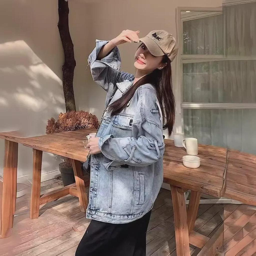 Весна и осень 2024 Ретро корейская свободная джинсовая куртка для женщин