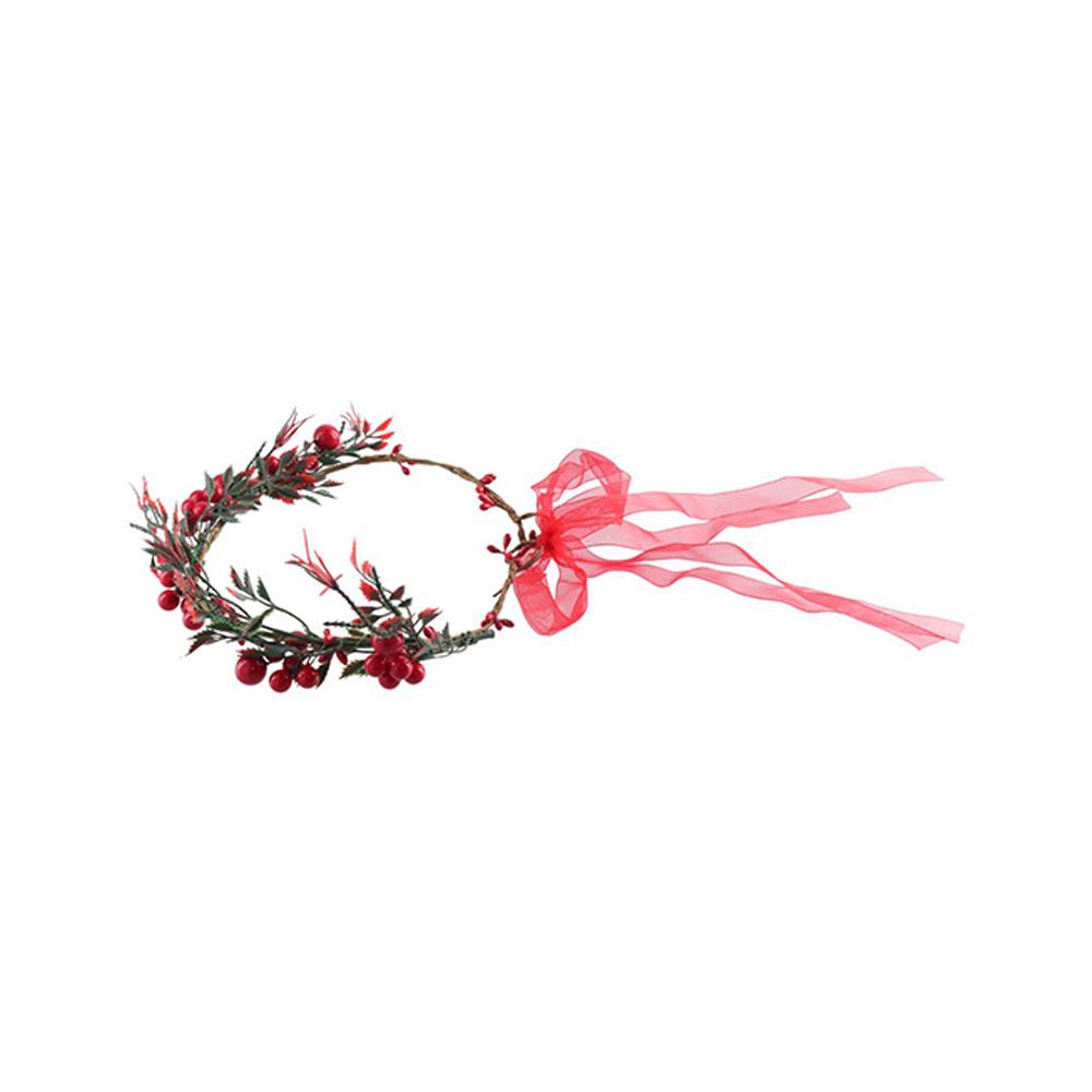 Flower Christmas Headband Crown Flower Headband Red Berry Garland Wreath Decoration Women Headwear