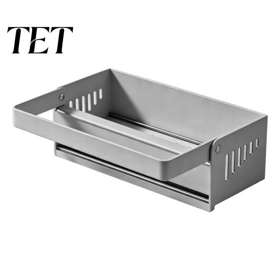 Rust Resistant Sink Rack Storage with Foldable Towel Rack, Durable Carbon Steel Tray, Suction Space Saving Countertop Organizer Cup Fixation