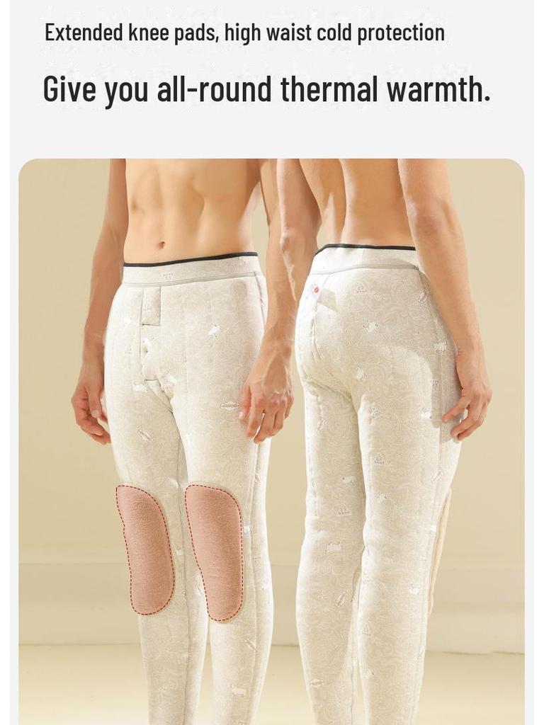 Женские флисовые брюки из суперплотной смеси шерсти и хлопка - теплые, из верблюжьей шерсти, свободного кроя, с накладками на талии и наколенниках, для людей среднего и пожилого возраста, для зимнего использования.