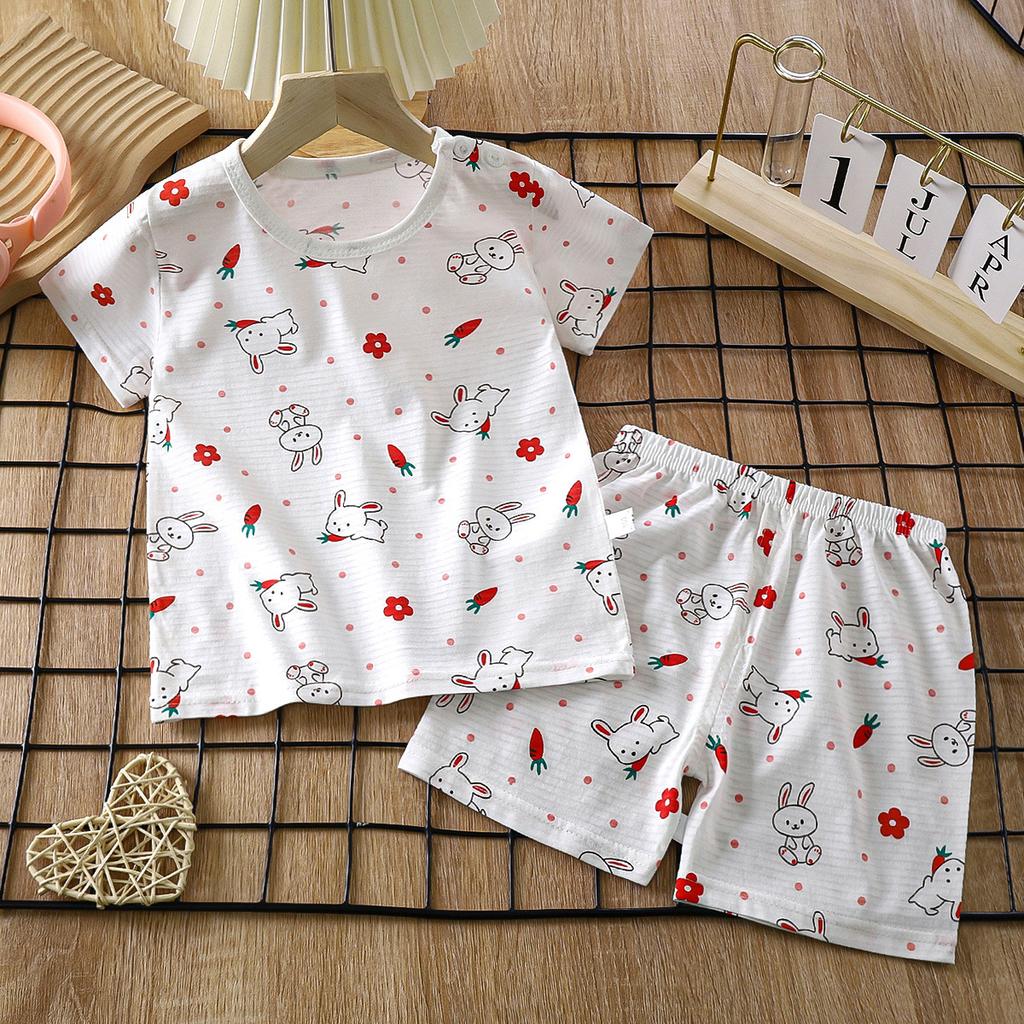 Летний детский комплект с короткими рукавами, хлопковые шорты для мальчиков и девочек для детей