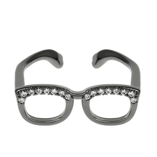 Парное кольцо на палец Мини очки Регулируемое кольцо Искрящееся кольцо на кончик пальца с инкрустацией стразами Аксессуар для пальца