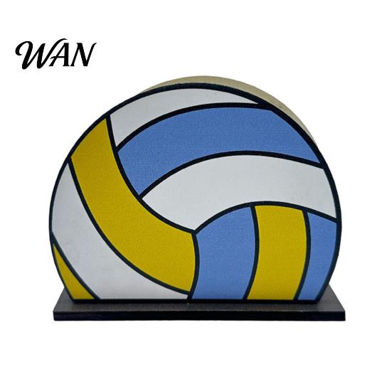 One-hand Paper Towel Dispenser Sports Ball Napkin Holder for Table, Freestanding Wooden Dispenser, Football Tabletop Tissue Theme Birthday Party