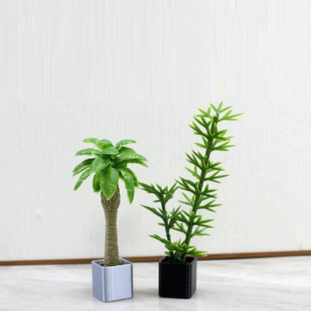 3pcs 1:12 Green Leaves Plant Pot Multistyles Play House Decor Doll House Accessories