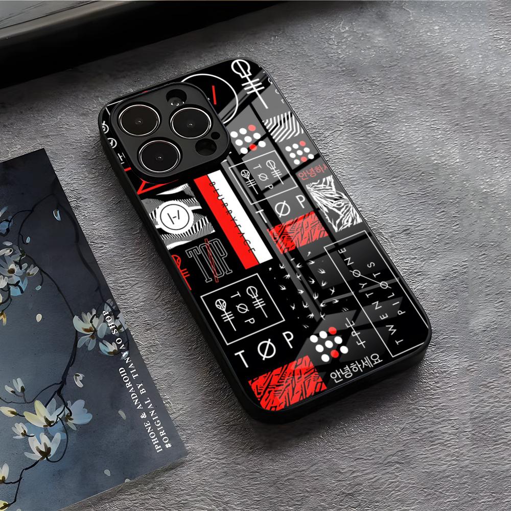 Чехол для телефона Twenty One Pilots Для iPhone 17 Air 16 E Pro Max 15 14 13 Mini 12 Pro 11 Max Plus Черное Стеклянное Покрытие