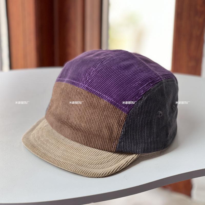New fashion color matching short brim hat women's autumn and winter corduroy soft brim baseball cap versatile casual cap