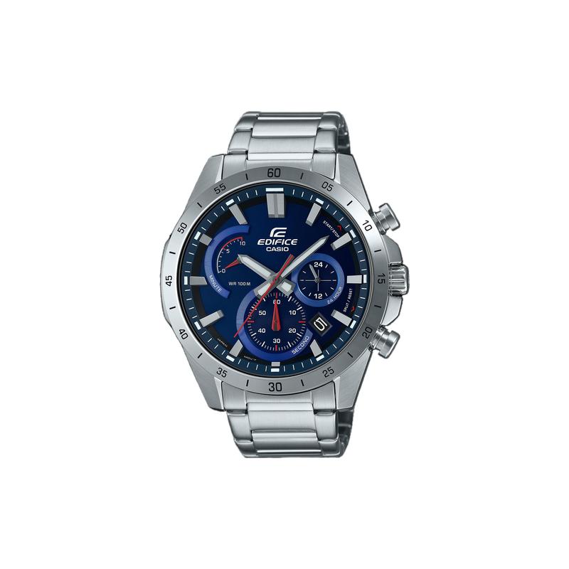 Casio EDIFICE Стандартное время Водонепроницаемые спортивные часы Кварцевый механизм Стальной ремешок Японские и корейские часы Мужские часы Синий циферблат EFR-573D-2AV