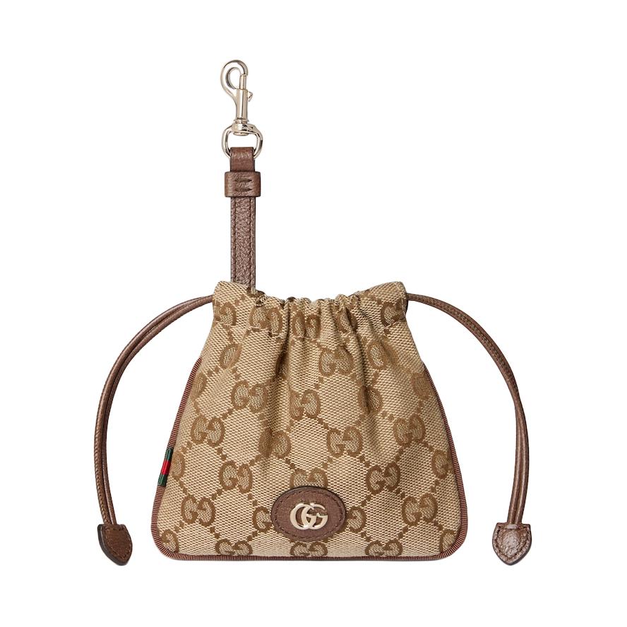 Gucci Pouch With Woven Stripe Details In Light Gold Hardware GG Canvas Coin Purse Nano Women Pouches Beige Dark-Brown 837667-FAEUY-9795