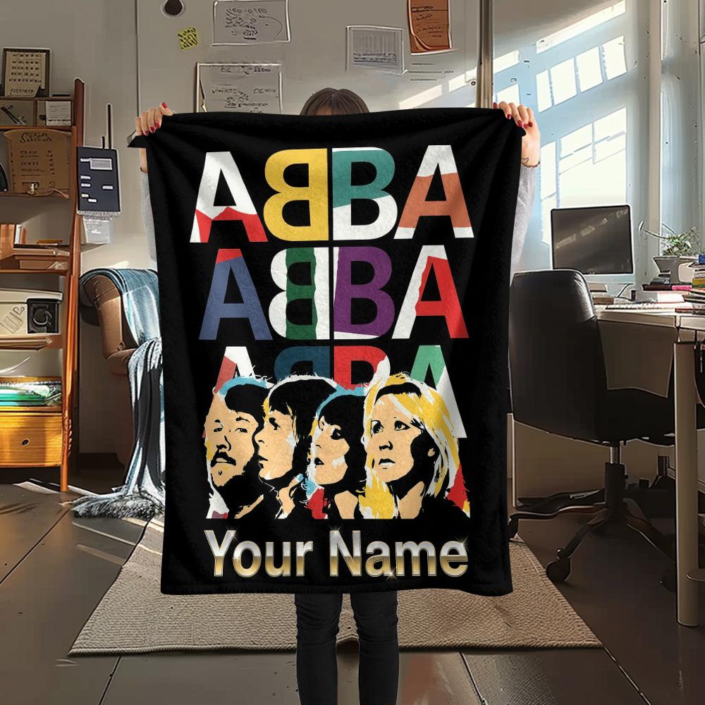 1PC Custom Name ABBA The Movie Patterned Flannel Blanket Suitable For All Seasons for Home Decor Warmth and Comfort Gifts Holiday Present -HE8