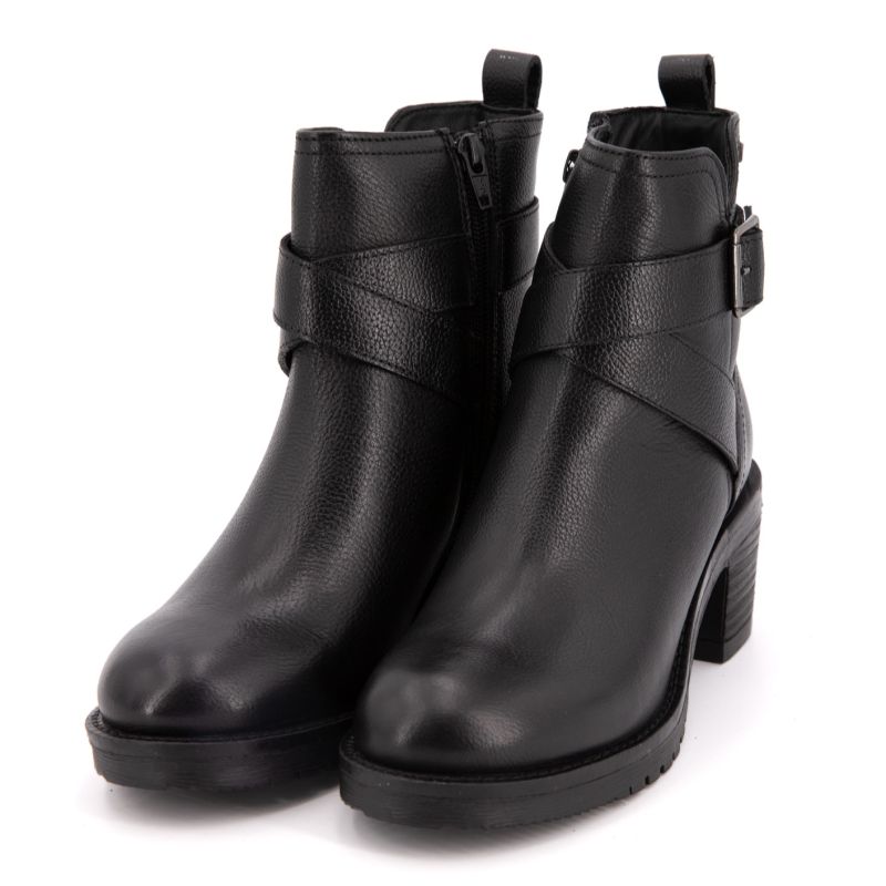 Women's Mell Leather Biker Ankle Boots with Black Buckles LES TROPEZIENNES PAR M.BELARBI
