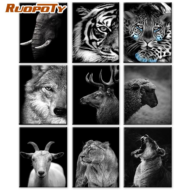 RUOPOTY Картина по номерам Слон, акрил на холсте, уникальный подарок, картина по номерам, лев, животное, украшение для дома