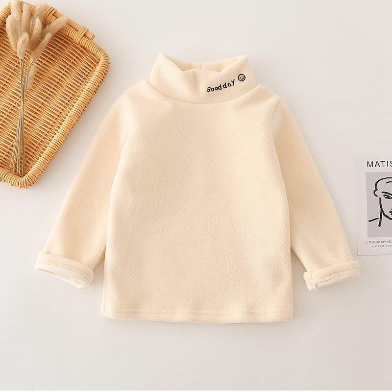 Зимние детские футболки для поддевы, детские флисовые утолщенные футболки для мальчиков, детская одежда, пуловеры с высоким воротом для малышек, свитер