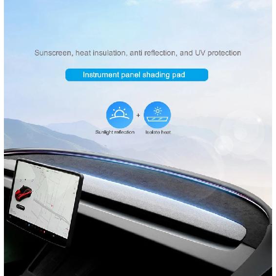 For Tesla Model Y Juniper Instrument Panel Shading Pad for Model Y/3 2017-2025 Center Instrument Anti Reflective Pad Suede Mat