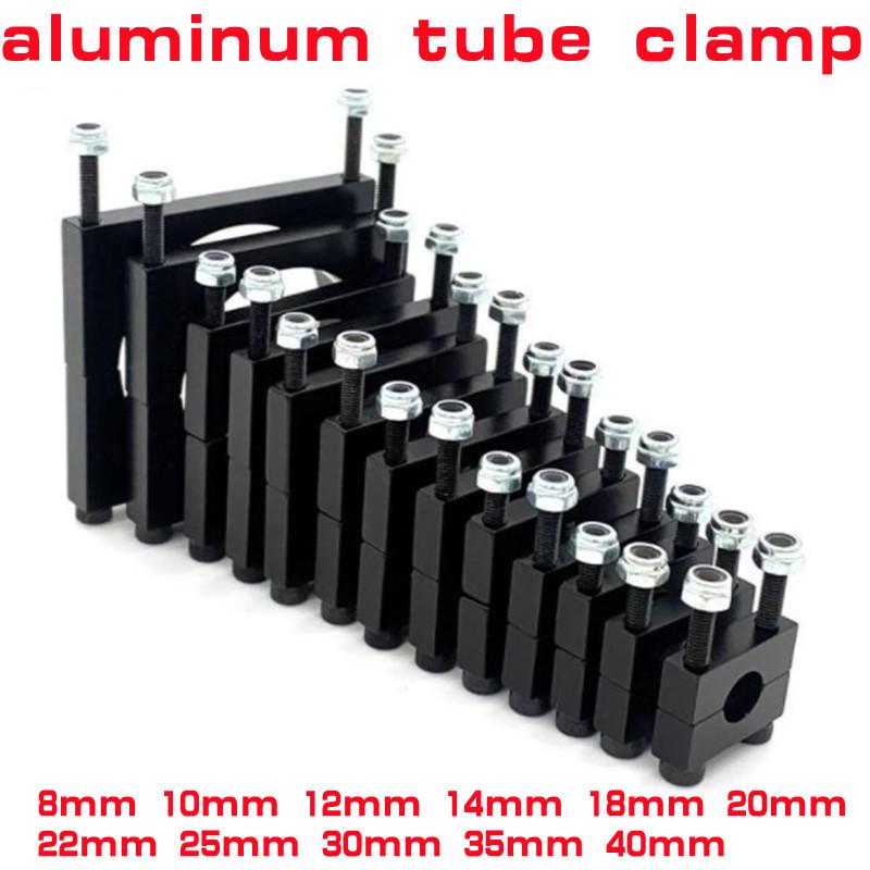 2pcs/lot 8mm 10mm 12mm 14mm 18mm 20mm 25mm 30mm 35mm 40mm Black Carbon Fiber Tube Clamp / CNC Aluminum Tube Clamp
