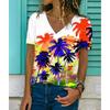 Новые летние футболки с 3D-принтом масляной живописи с цветочным узором, женские футболки с V-образным вырезом, уличная одежда Харадзюку, футболки оверсайз, женская одежда