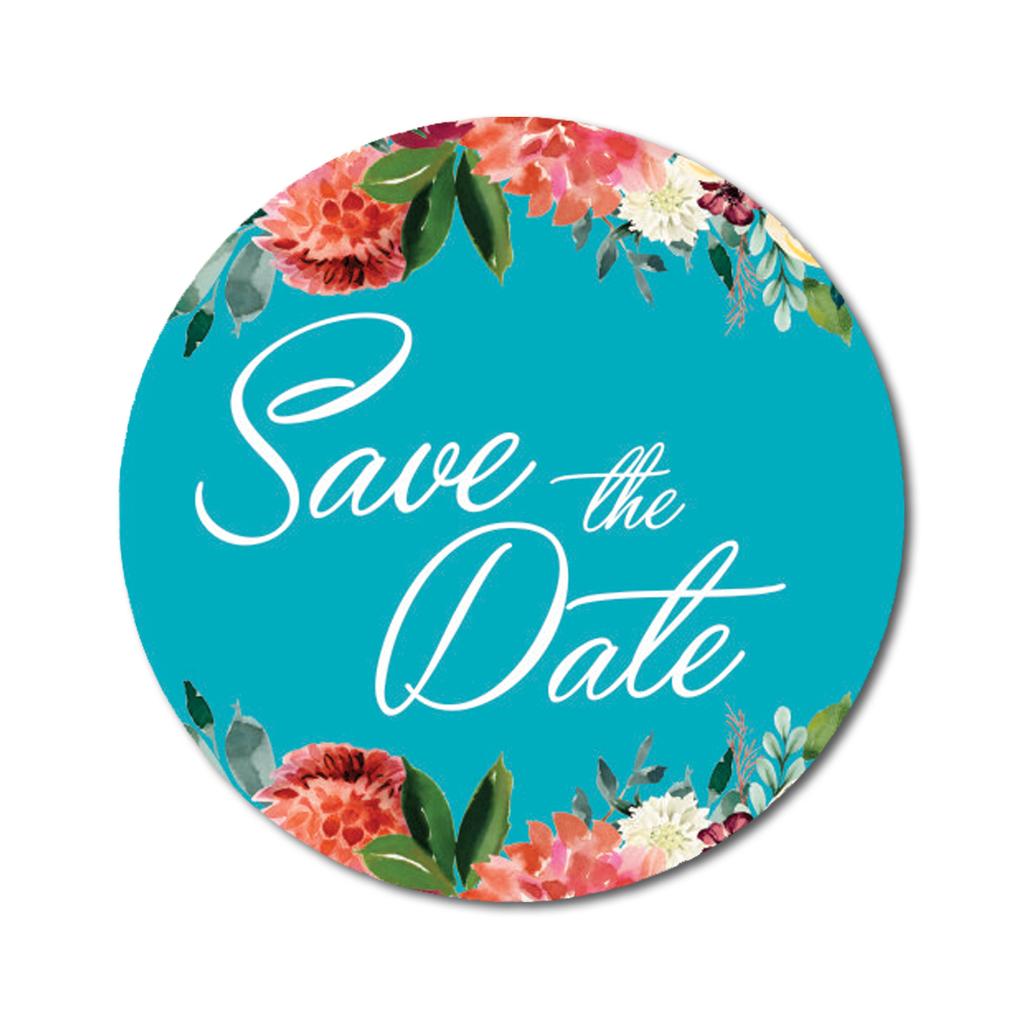 Darling Souvenir White Round 45 Pcs Chrysanthemum Floral Border Save The Date Mini Stickers-1.6 Inches