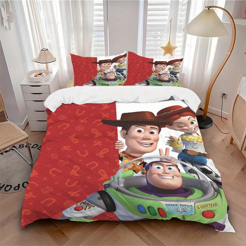 3pcs Woody Jessie & Buzz Lightyear Printed Duvet Cover Set (1 * Cover+2 * Pillowcase, Without Core), Suitable for Home Bedroom, Guest Room, Dormi