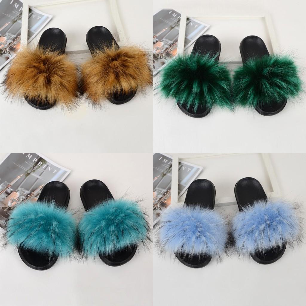 Luxurious Women Faux Fur Slippers With Soft Fluffy Sandals For Home And Outdoor Use
