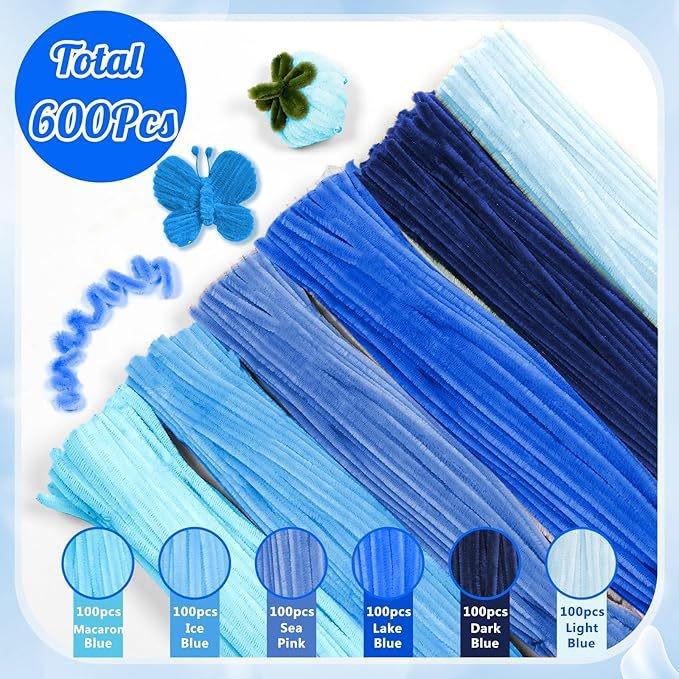 600pcs Mixed Color Thick Pipe Cleaners for DIY Crafts - Children's Educational Toy for Flower Bouquets, Chenille Stems/Strips.