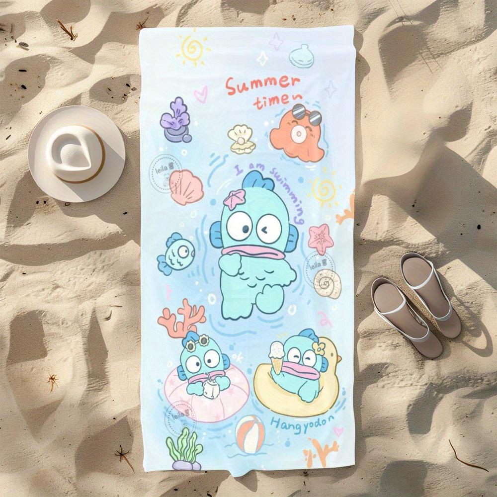 Kawaii Hangyodon Beach Towel Underwater Adventure Design Lightweight Absorbent Towel for Beach Pool Bath Travel
