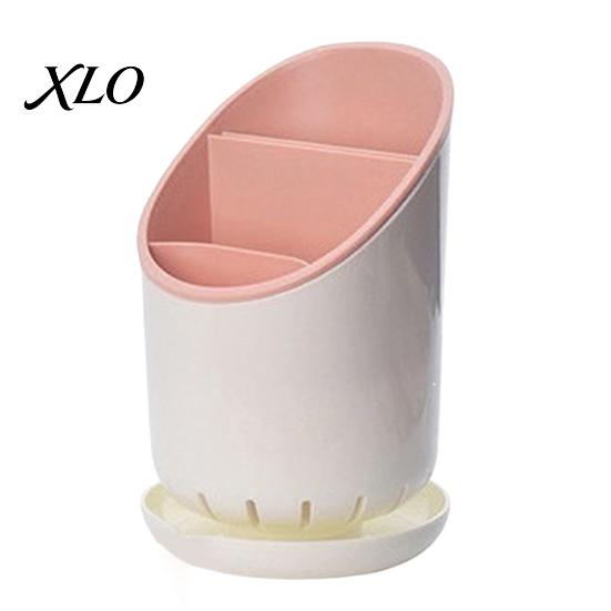 Split Cutlery Storage Box Multi-compartment Draining Chopstick Holder, Plastic Utensil Organizer with Drain Detachable Tube for Home Tray, Compact