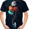 2024 Summer 4-14 Years Children's Kids Cool Boy Cute Girls Lightweight and Breathable 3D Astronaut Graphic Print T-Shirt Tops