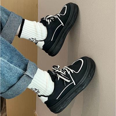 2024 Осень Уличная Повседневная Женская Спортивная Обувь На Толстой Подошве Плоские Туфли Нескользящие Увеличенные Шнуровка Спортивная Обувь Размер 35-40