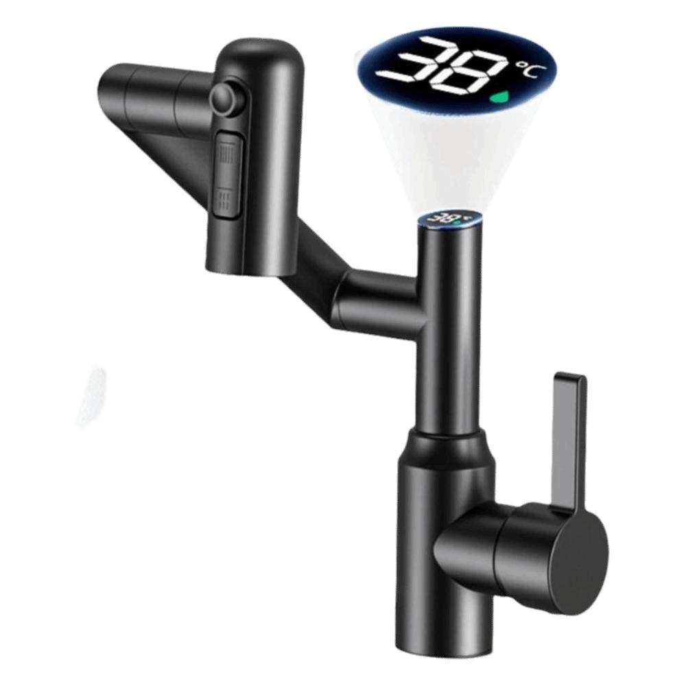 Stainless Steel Mechanical Arm Faucet Digital Display Faucet  Household Application