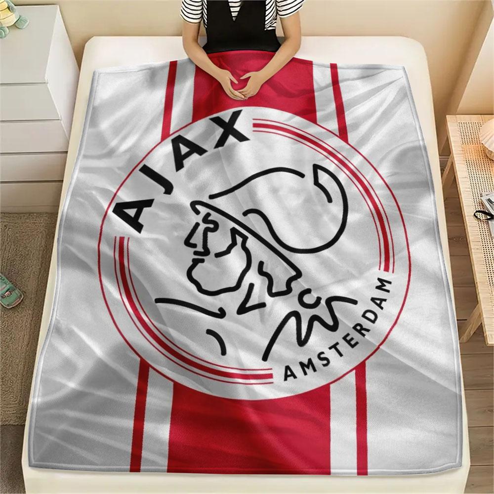 AFC Ajax Amsterdam logo Printed Flannel Blanket, soft throw for bedroom sofa, washable,soccer fan merchandise, great gift.