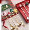 4pcs Christmas Coffee Spoon,Doll Cute Coffee Spoon Set,Stainless Steel Mixing Christmas Spoon,For Restaurant Christmas Party