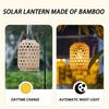 Solar Powered Rattan Lantern Chandelier Plastic Material Solar Wireless Rechargeable Nickel Battery Courtyard Garden Decoration