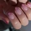 Упаковка из 24 накладных ногтей с градиентами, фиолетовыми мерцающими узорами, короткие французские кончики, миндалевидная форма, клеи для накладных ногтей для женщин