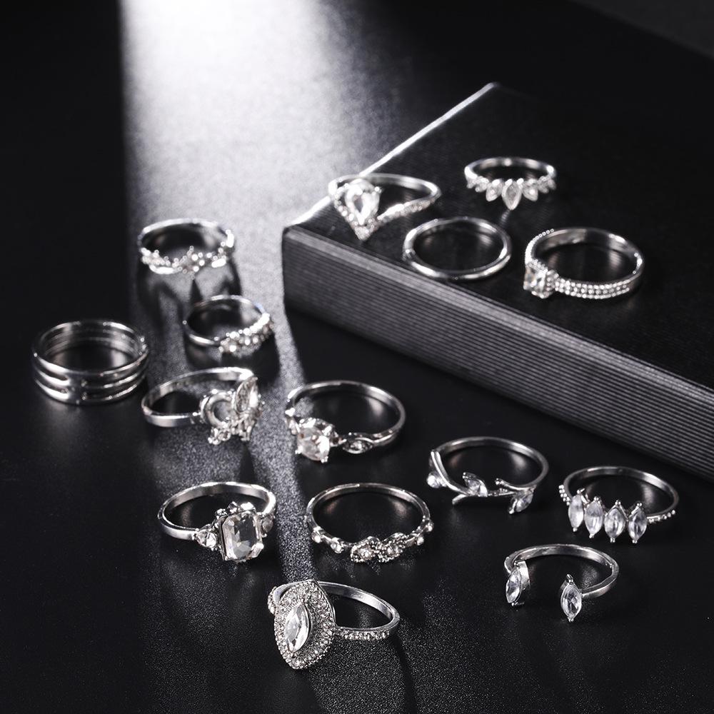 Silver Retro Punk Boho Ring Set 96