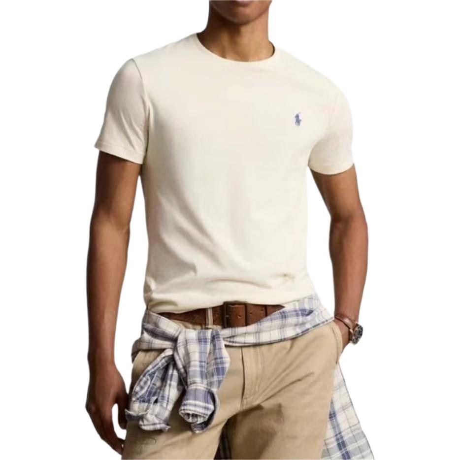 Polo Ralph Lauren SS26 Футболка с вышитым логотипом, с круглым вырезом, прямого кроя, с короткими рукавами, Классическая версия, Мужские топы 710706747-104
