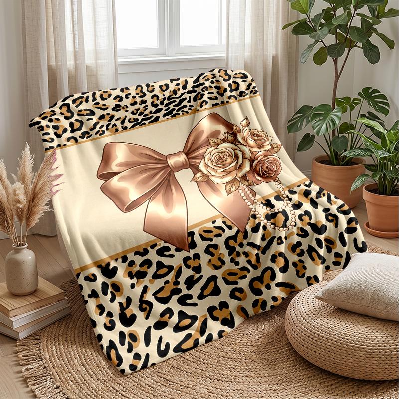 Leopard Print Elegance 2 Theme blanket Lightweight Warm Flannel Blanket Decorative Throw Blanket for Home Decoration