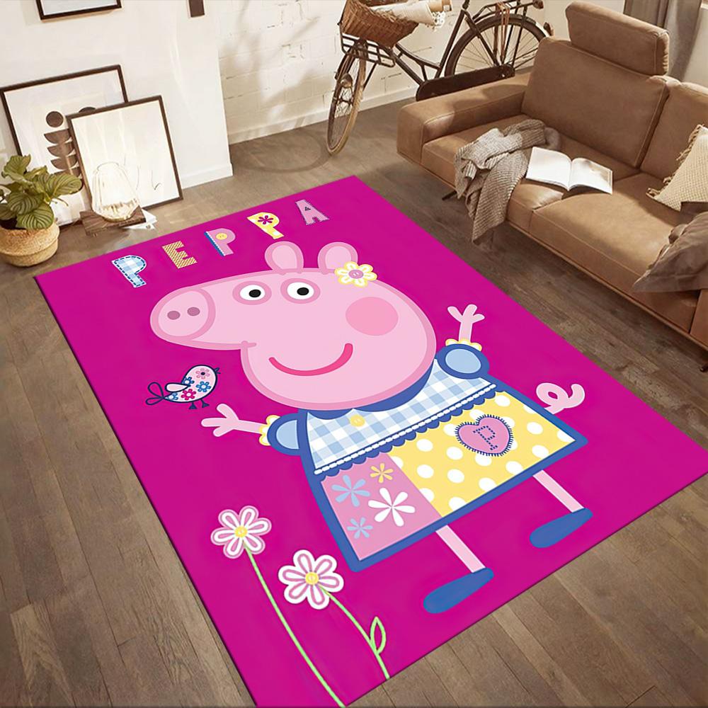 Peppa Pig Garden Adventure Square rugs are a great choice for living rooms, bedrooms, home décor, and as gifts.