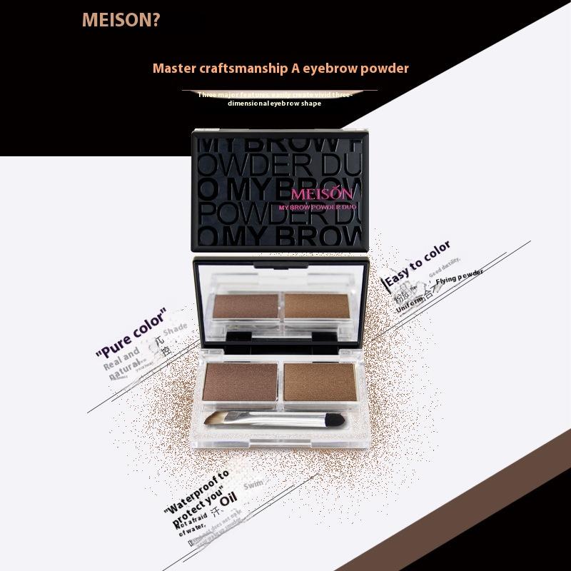 Макияж Натуральная двухцветная пудра для бровей Двухцветная градиентная пудра для бровей Тени для носа Пудра Легко окрашивается Водостойкая Не растекается
