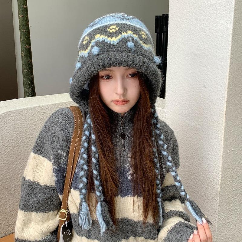 Women S Fair Isle Knit Hat Thick Warm Ear Protection Beanie Casual Fit