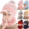 Toddler Kid Winter Hat+Scarf Set Boys Girls Warm Knitted Fleece Beanie Cap Scarf