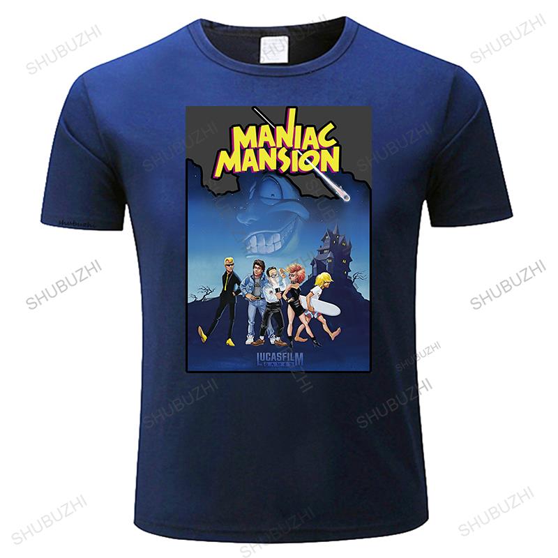 Men Cotton o-neck T Shirt Summer Tshirt MANIAC MANSION Lucasfilm Games 1987 retrogaming monkey island unisex tee-shirt