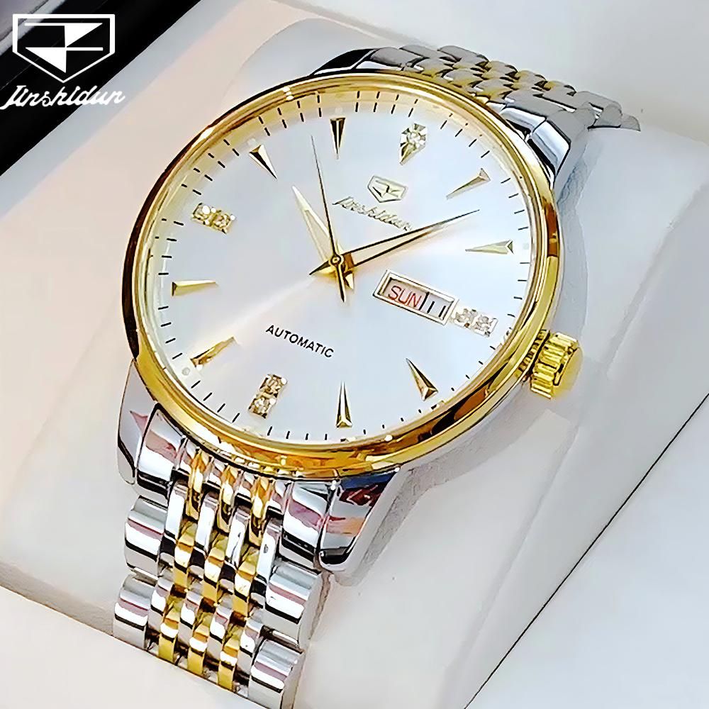 JSDUN Men's Watches Classic Business Fine Steel Original Automatic Mechanical Wristwatch for Man Waterproof Luminous Calnedar