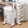 5 Floors Removable Storage Shelf Desk Side Bookshelf Bookcase Shelves with Wheels Storage Rack Hanging Desk Side Kitchen Food Trolley