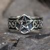 1PC Celtic Knotwork Gothic Stainless Steel Pentagram Star Ring Men's Fashion Titanium Biker Jewelry Size 6-10